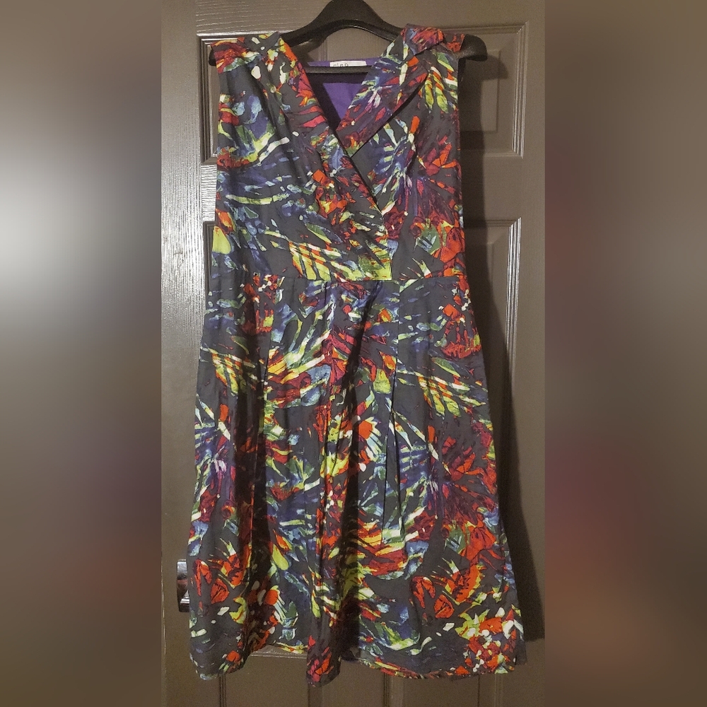 Cleo Vintage Style And Fit Dress With Vibrant Colors, Size Large